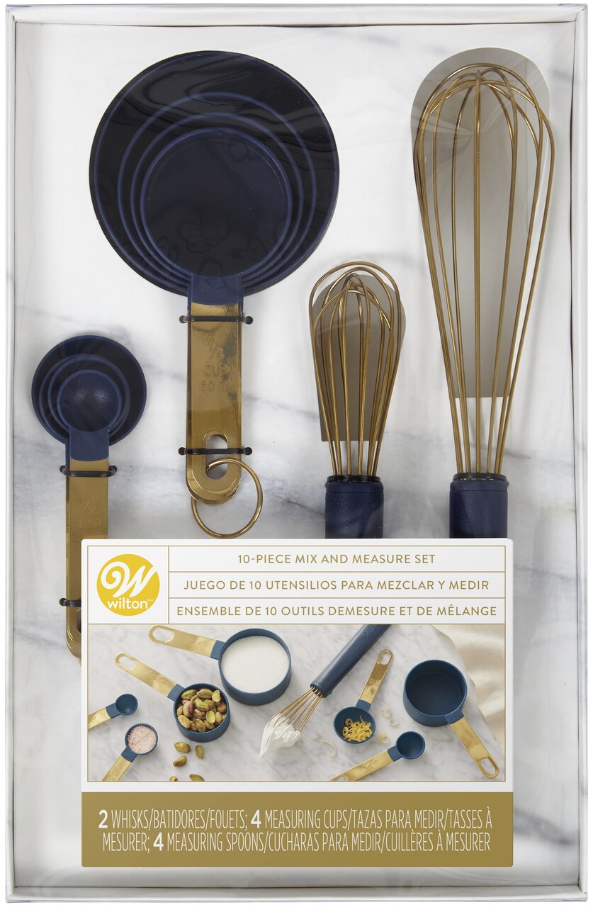 Wilton Kitchen Utensils Mix And Measure Set 10/Pkg-Navy Blue And Gold